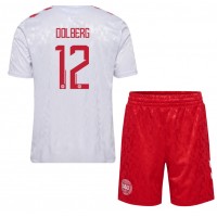 Denmark Kasper Dolberg #12 Replica Away Minikit Euro 2024 Short Sleeve (+ pants)